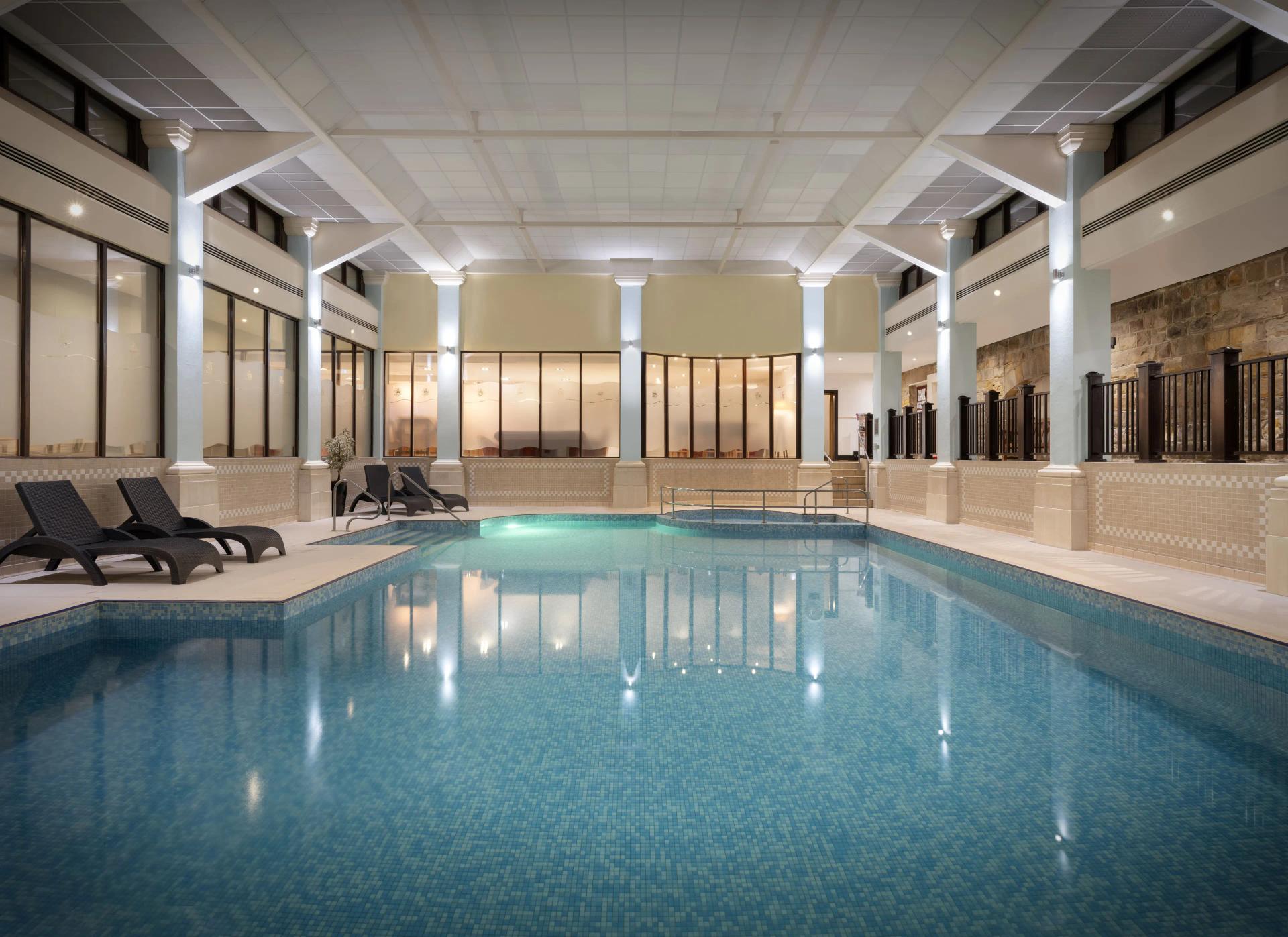Indoor swimming pool at the Delta Hotels by Marriott Breadsall Priory Country Club