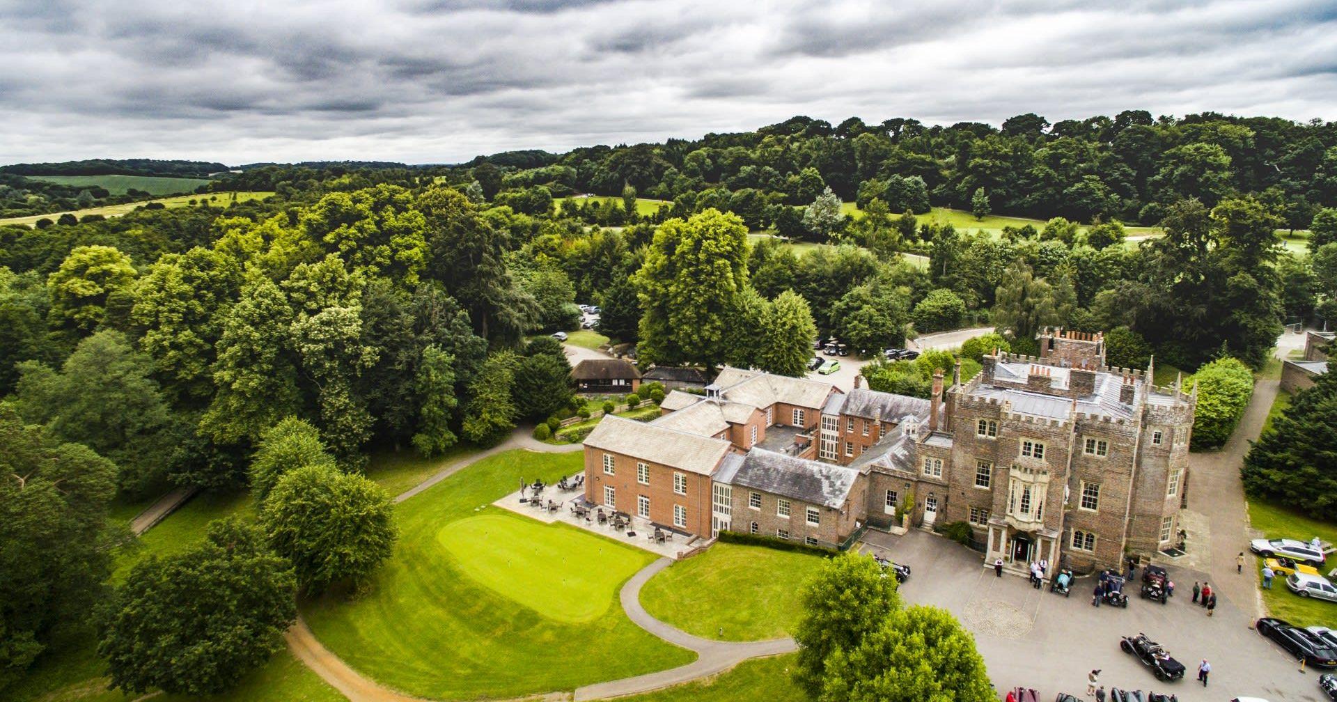 Overhead view of the Donnington Grove Hotel & Country Club building
