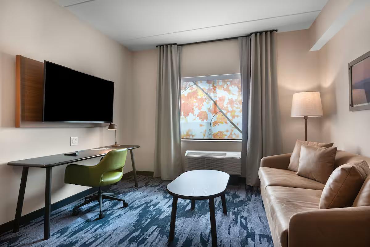 Living room as part of a suite at the Fairfield Inn
