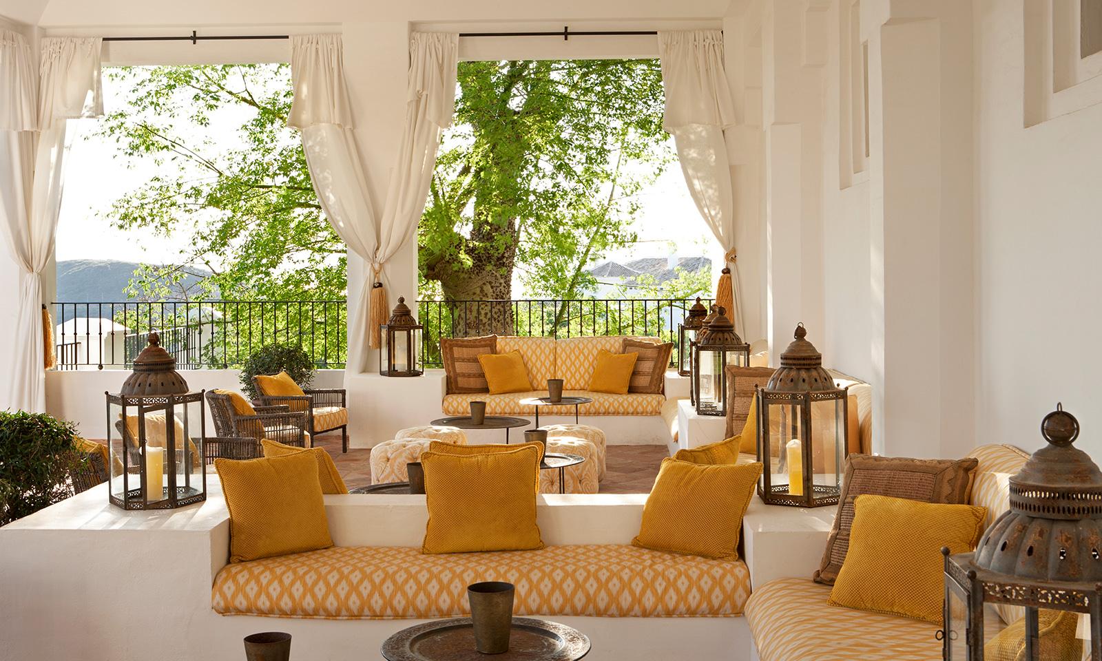 Outdoor lounging area at Finca Cortesin Hotel