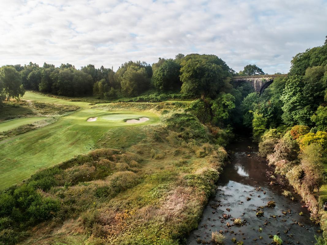 Overhead view of a smooth green at Garstang Hotel and Golf Club