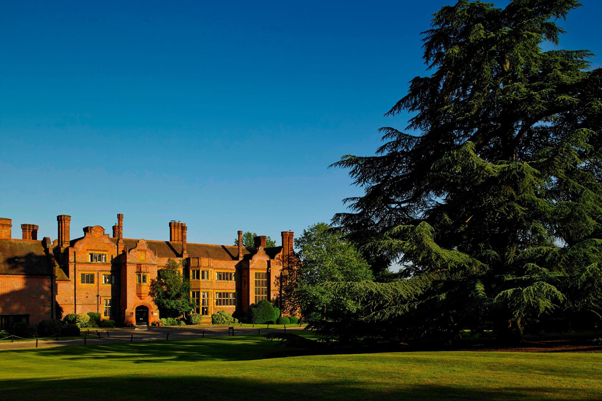 The Hanbury Manor Hotel & Country Clubhouse overlooking the course