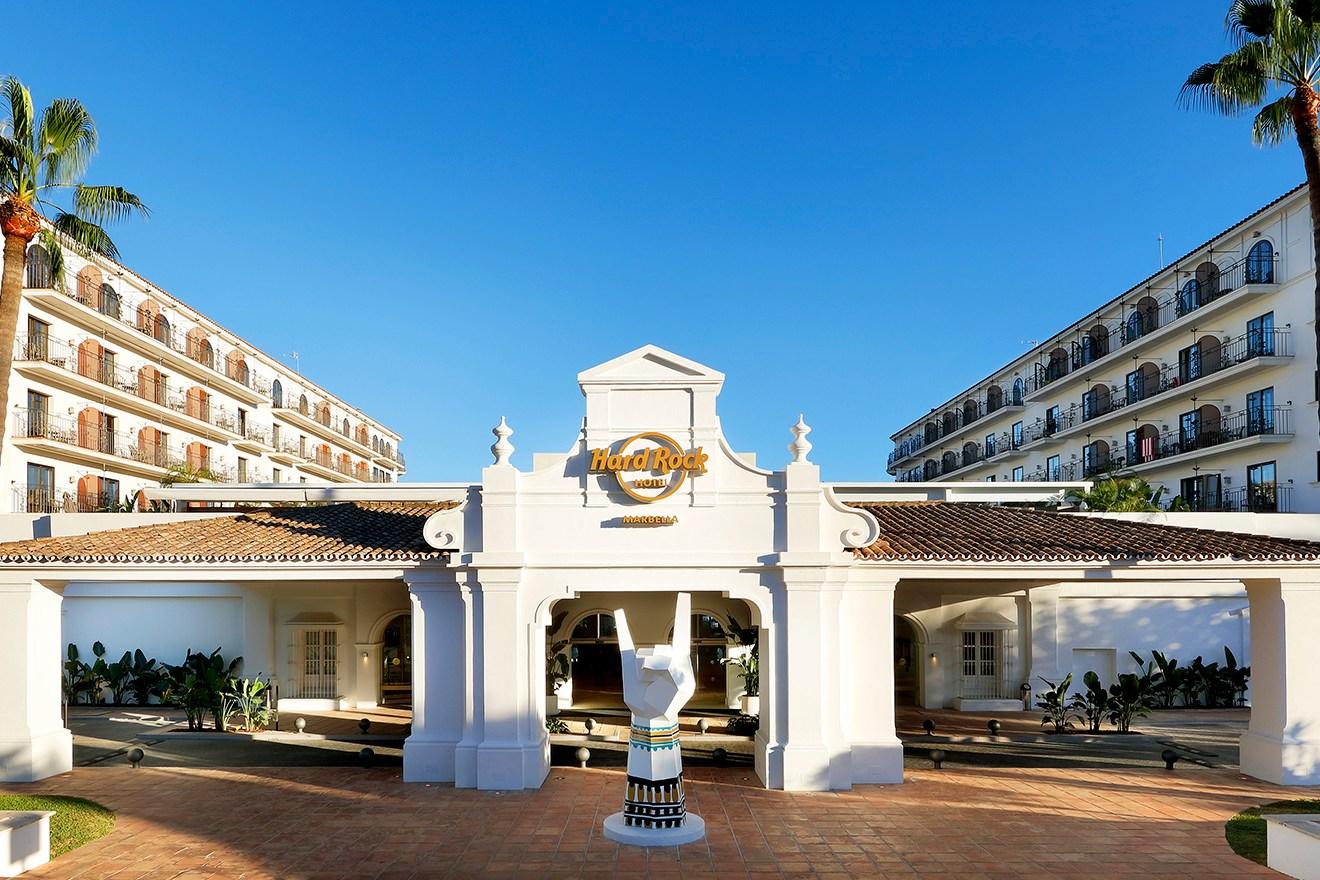 Front entrance to Hard Rock Hotel Marbella