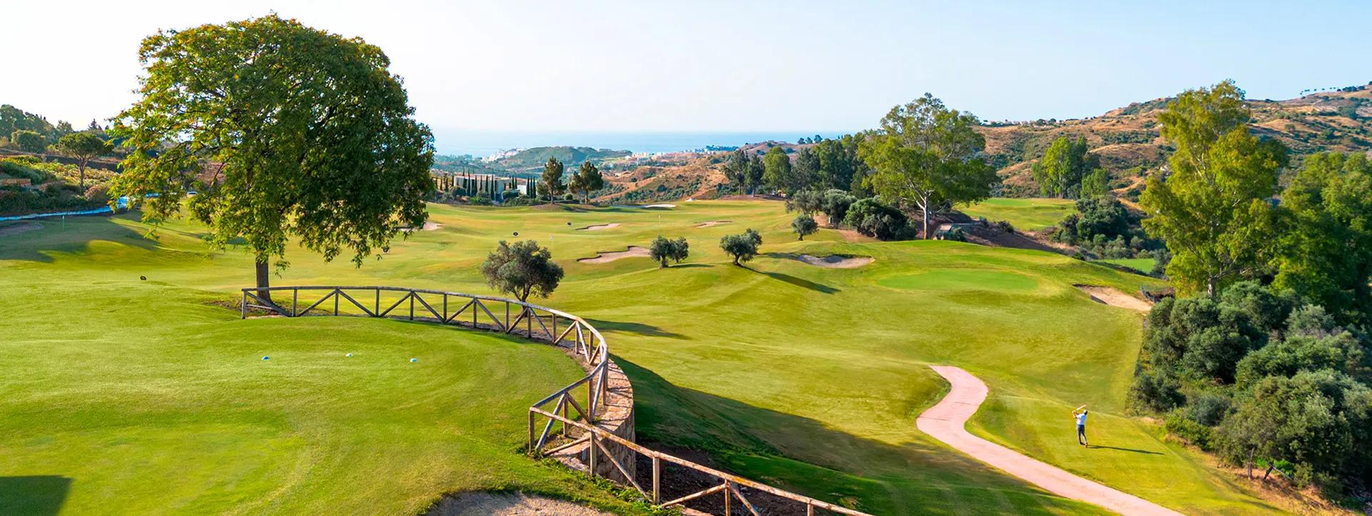 A well maintained fairway under clear blue skies at La Cala Golf Resort - Rentals