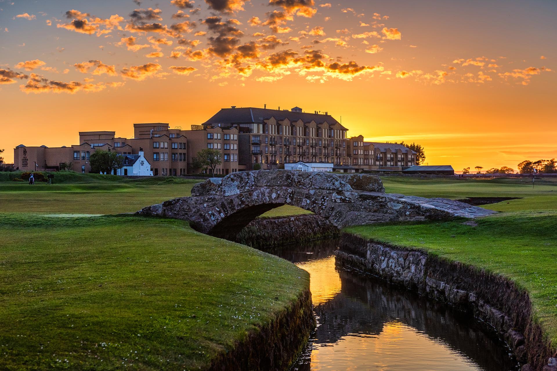 Sun setting over the Old Course Hotel, Golf Resort & Spa