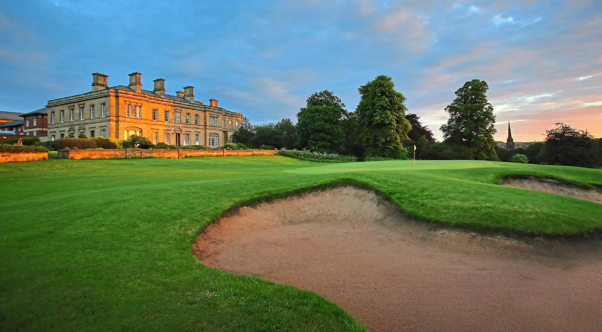 The Oulton Hall Hotel, Spa & Golf Resort building overlooking the course