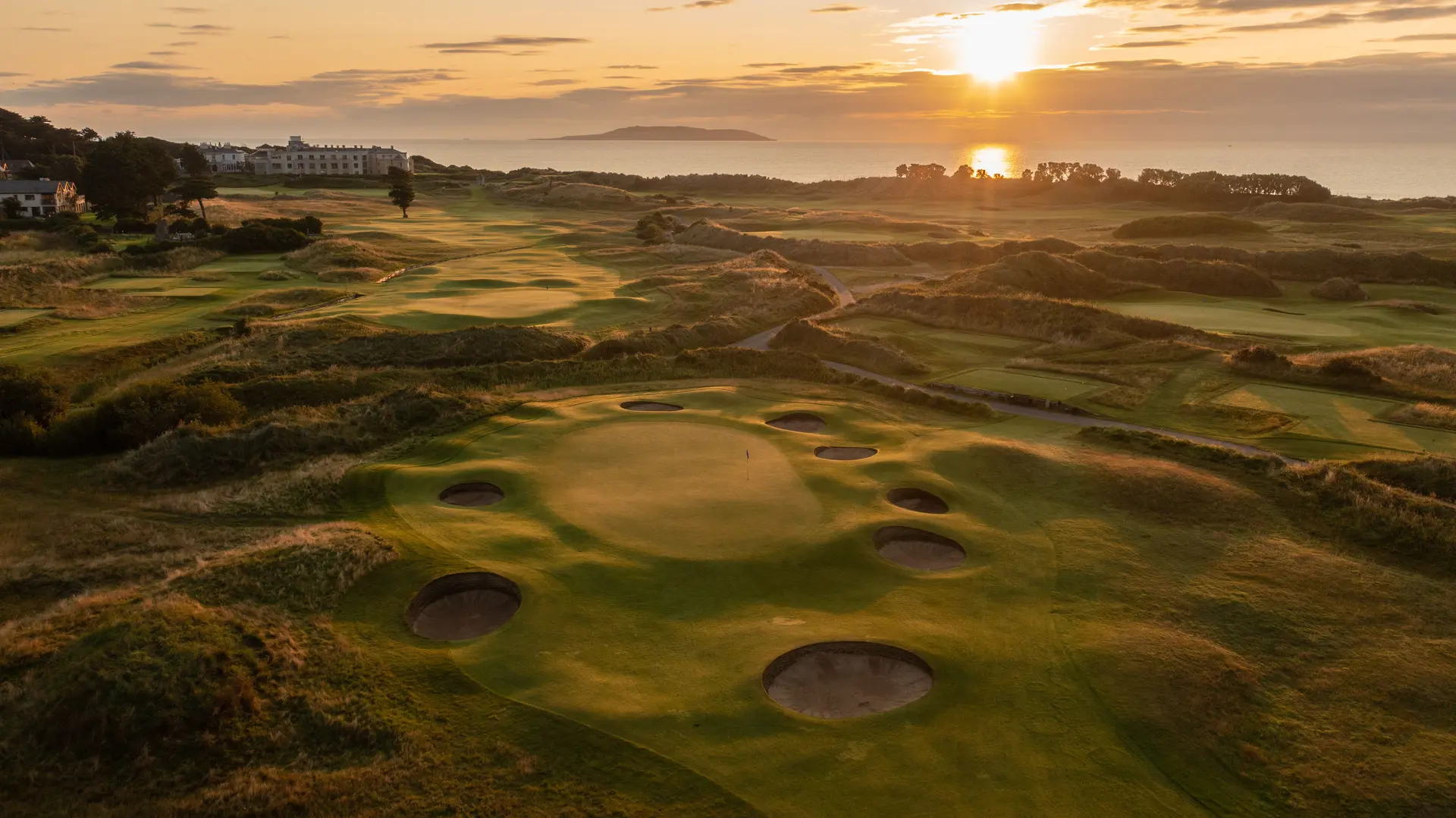 Sun setting over the Portmarnock Resort & Jameson Golf Links