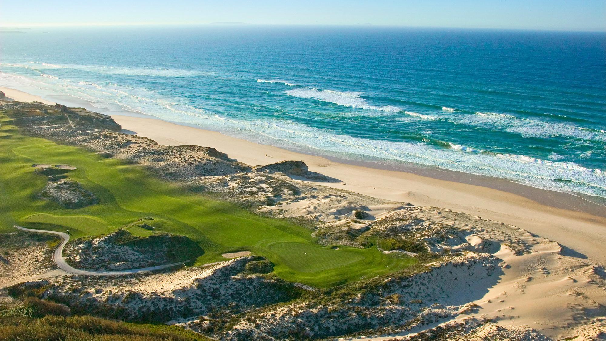 Overhead view of a well maintained coastal fairway