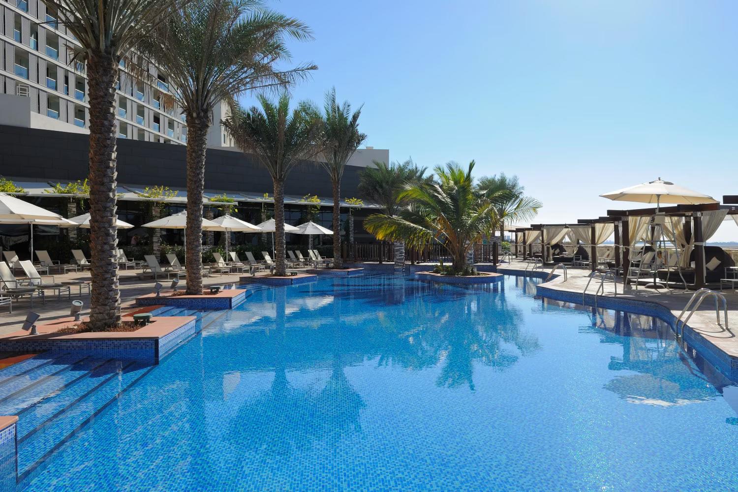 Outdoor swimming pool at the Radisson Blu Hotel Abu Dhabi Yas Island