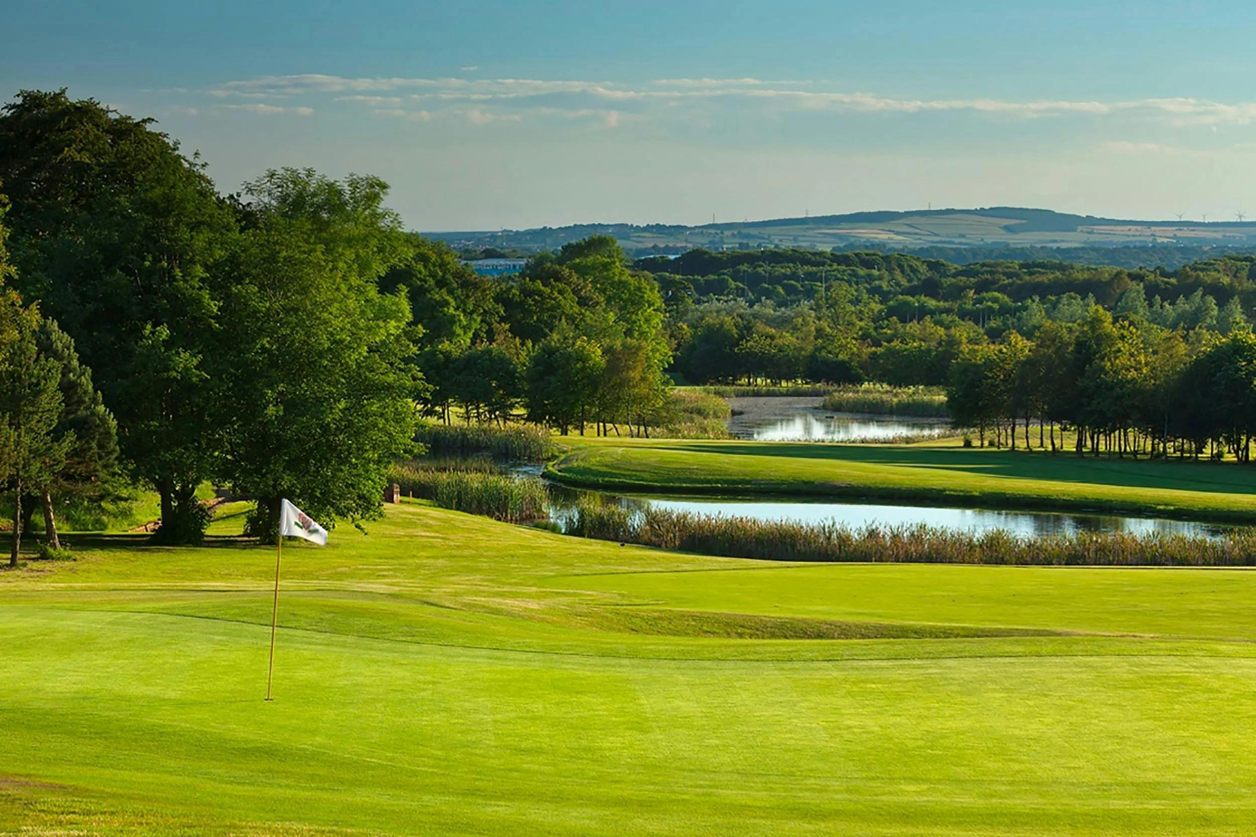 Panoramic view of a well maintained fairway at the Ramside Hall Hotel, Golf & Spa