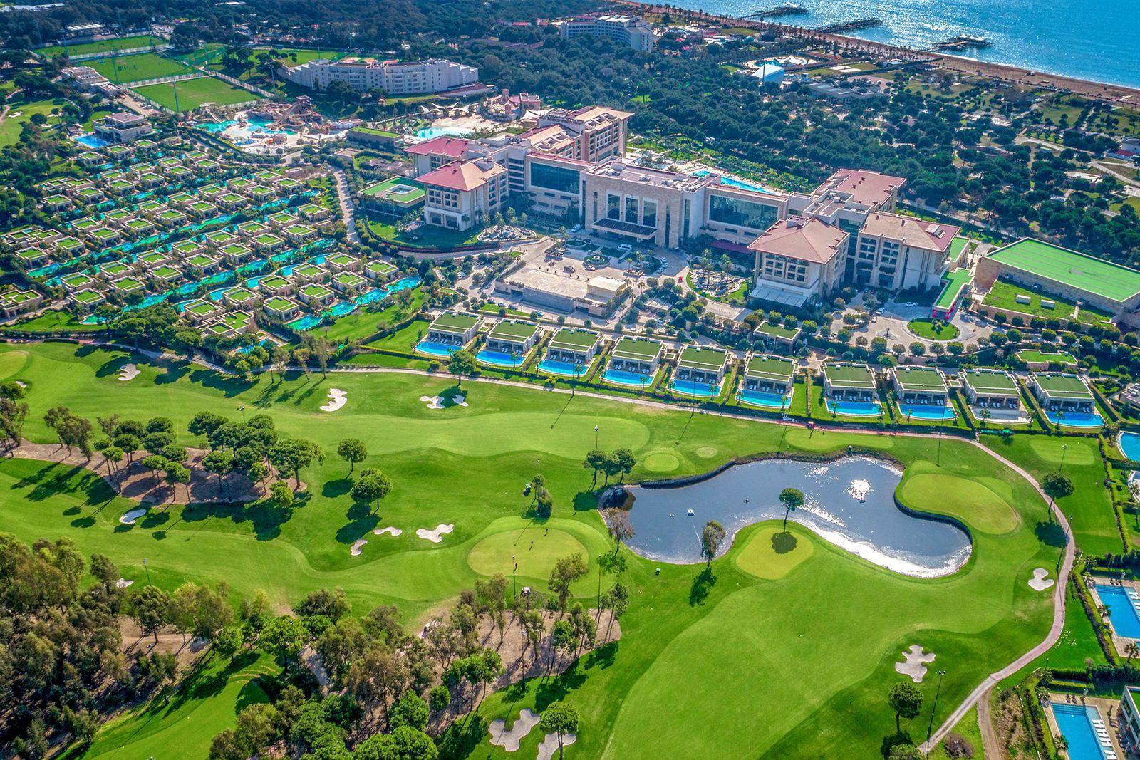 Aerial view of the Regnum Carya Golf & Spa Resort