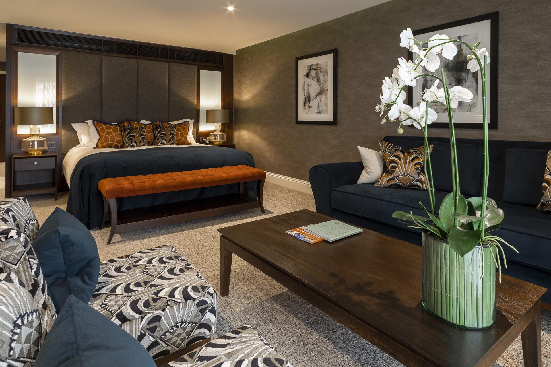 Spacious double bed room at the Rockliffe Hall Hotel Golf & Spa 5*