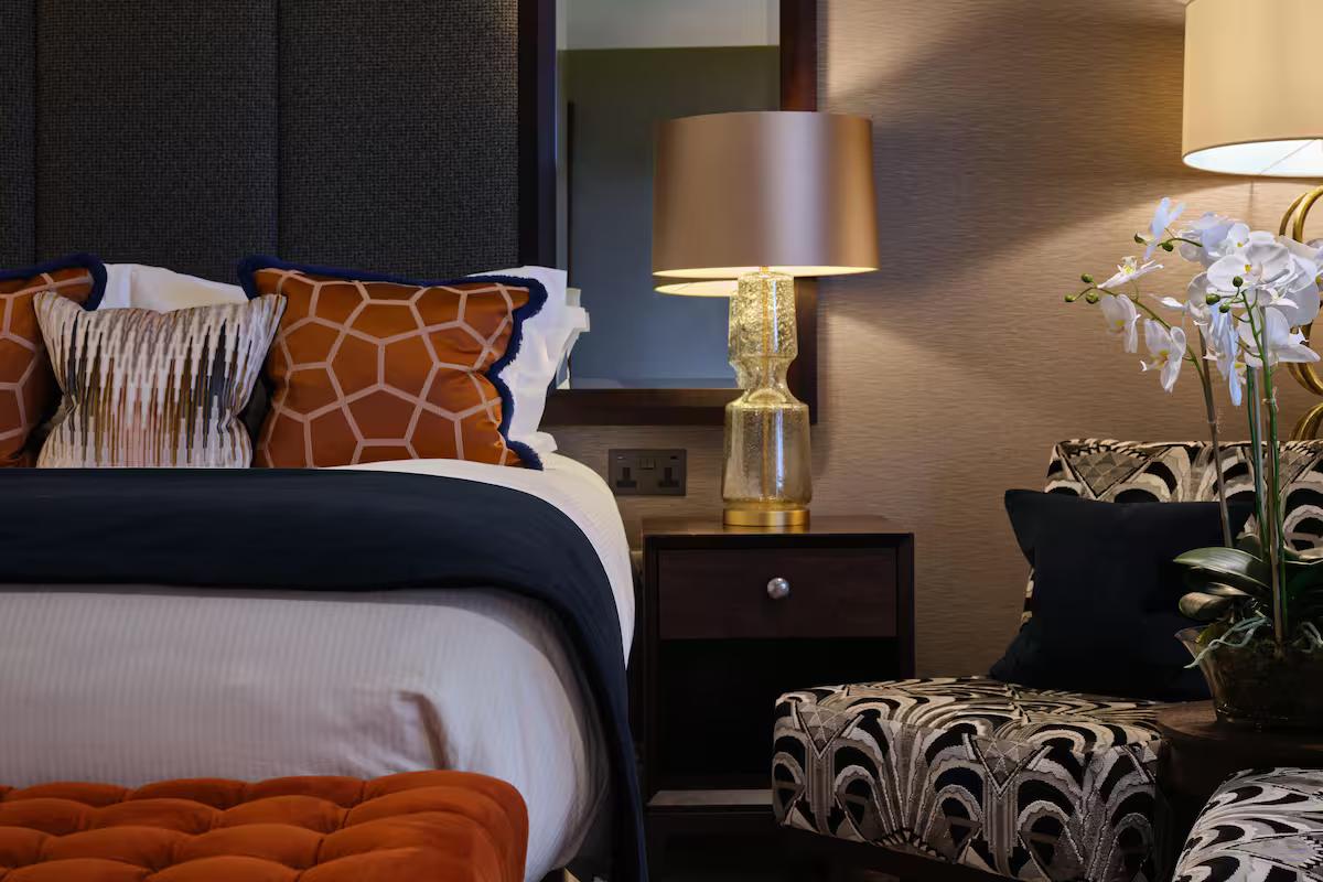 Luxurious double bed room at Rockliffe Hall Hotel Golf & Spa 5*