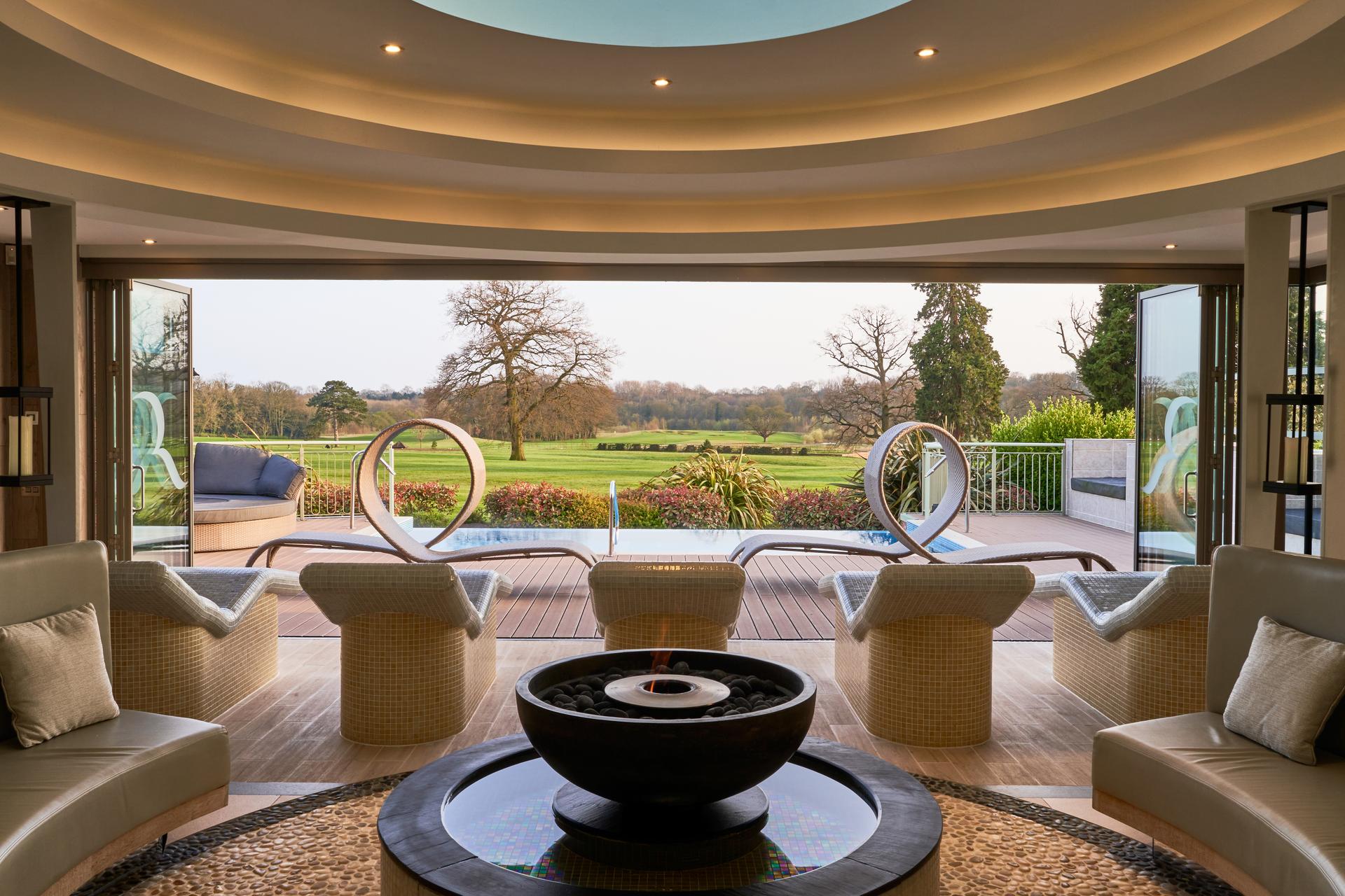 Panoramic view of the sunbeds next to the Rockliffe Hall Hotel Golf & Spa 5*