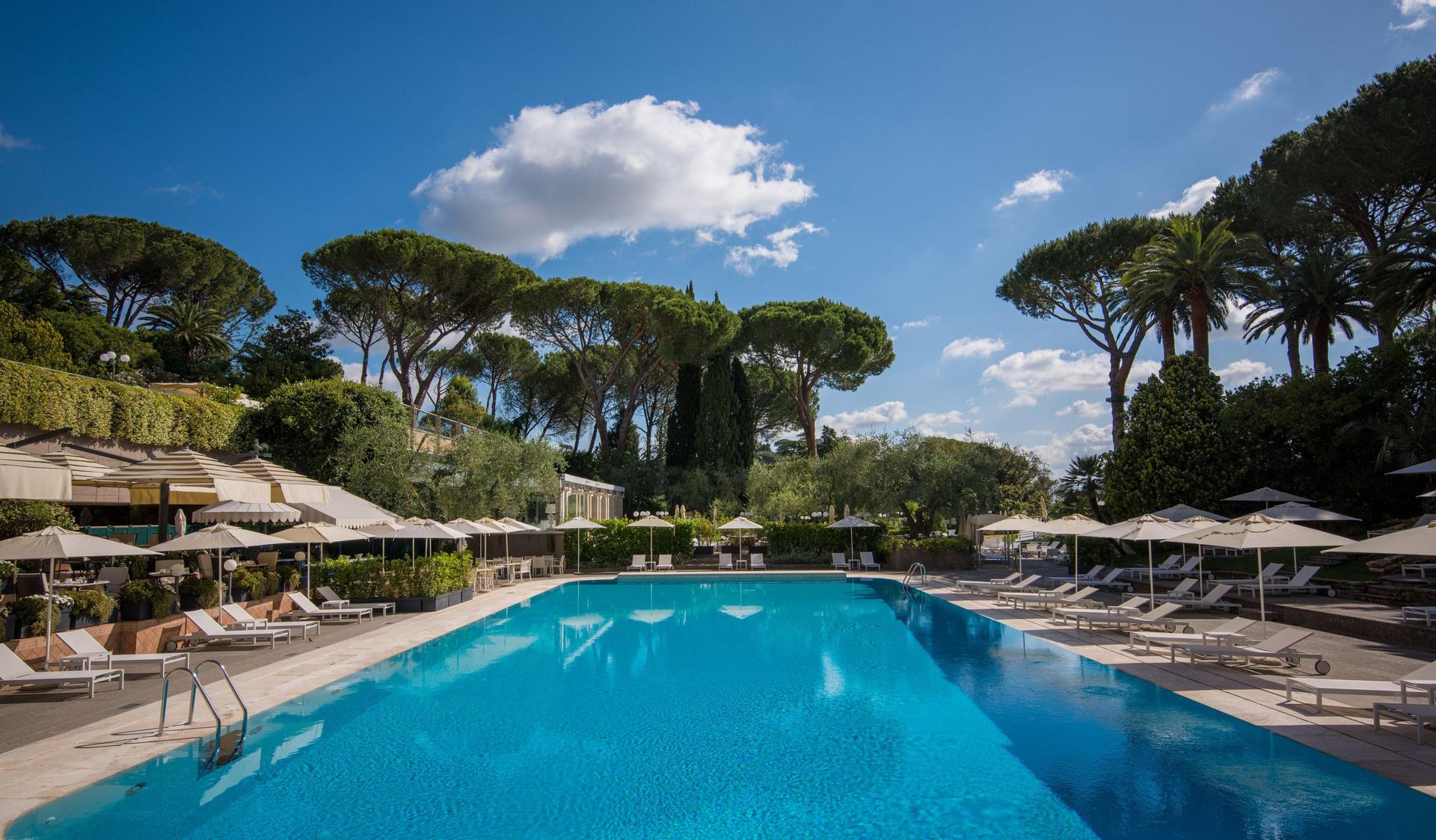 Outdoor swimming pool at Rome Cavalieri, A Waldorf Astoria Hotel