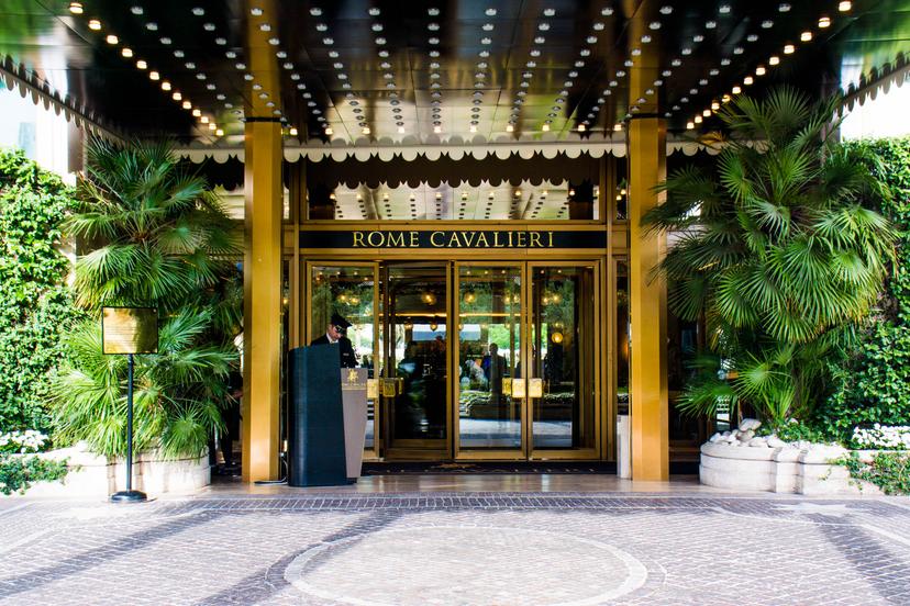 Front entrance to the Rome Cavalieri, A Waldorf Astoria Hotel