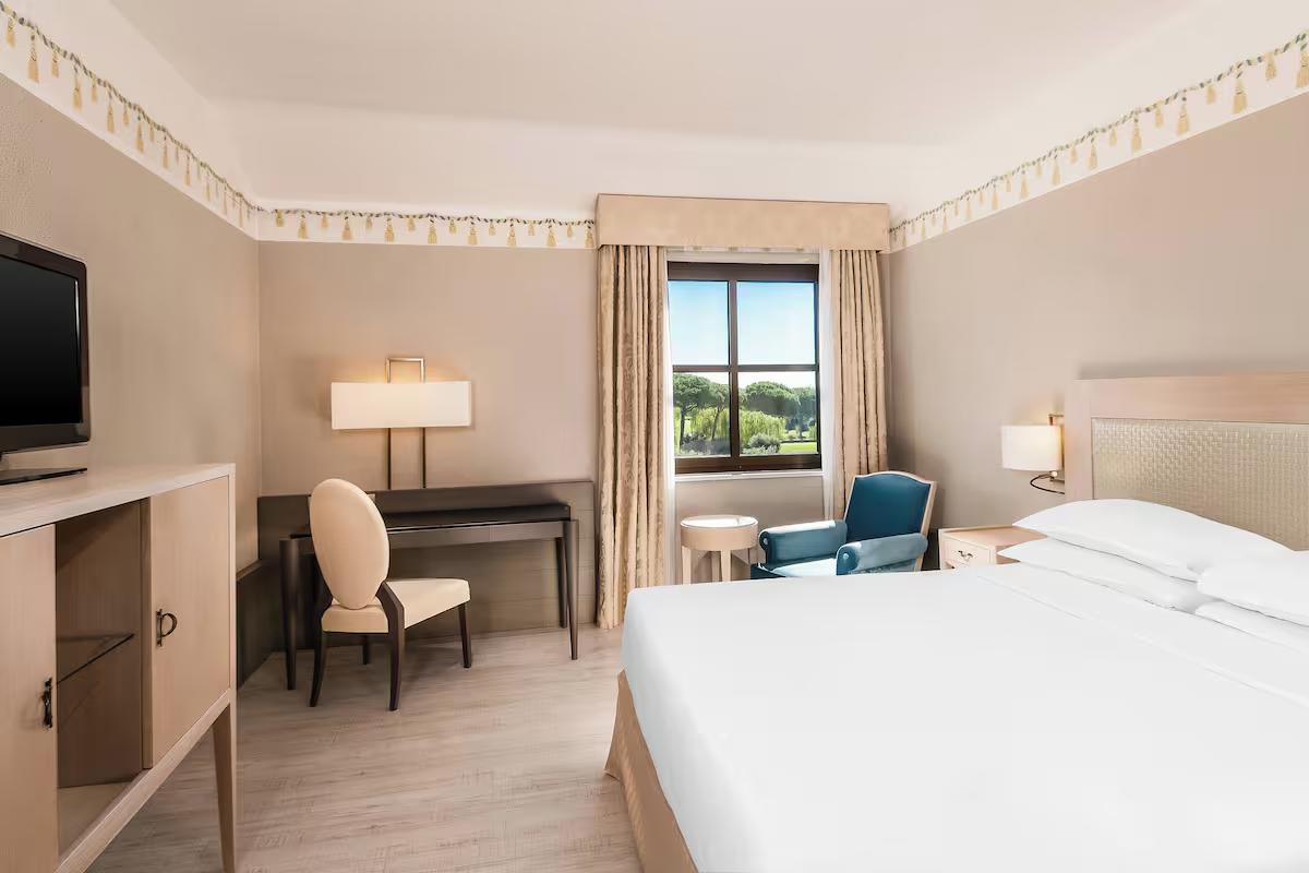 Double bed room at the Sheraton Golf Parco De’ Medici Hotel & Resort
