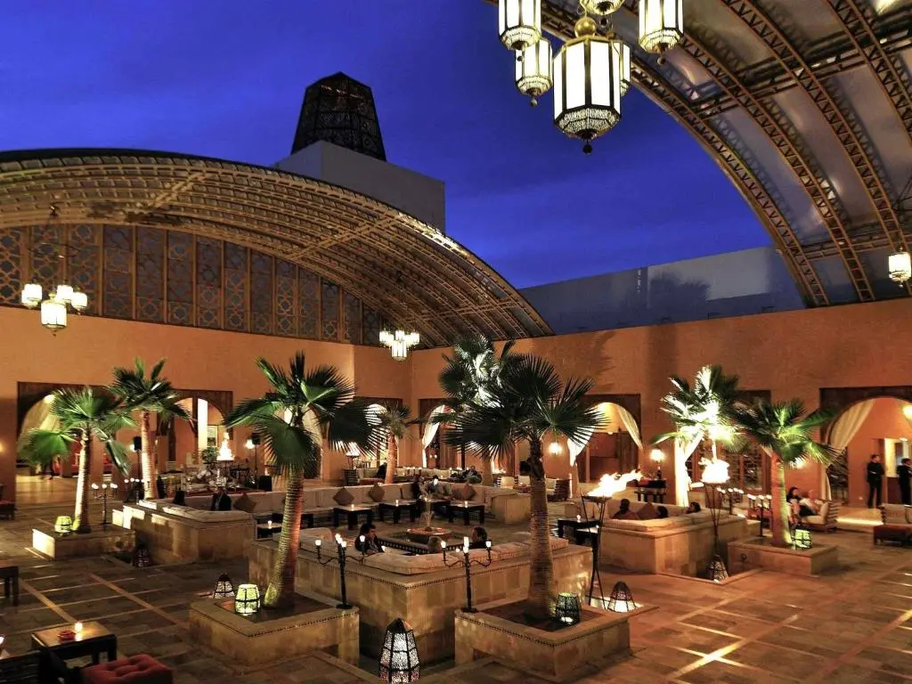 Lounging area with an open ceiling for views of the stars