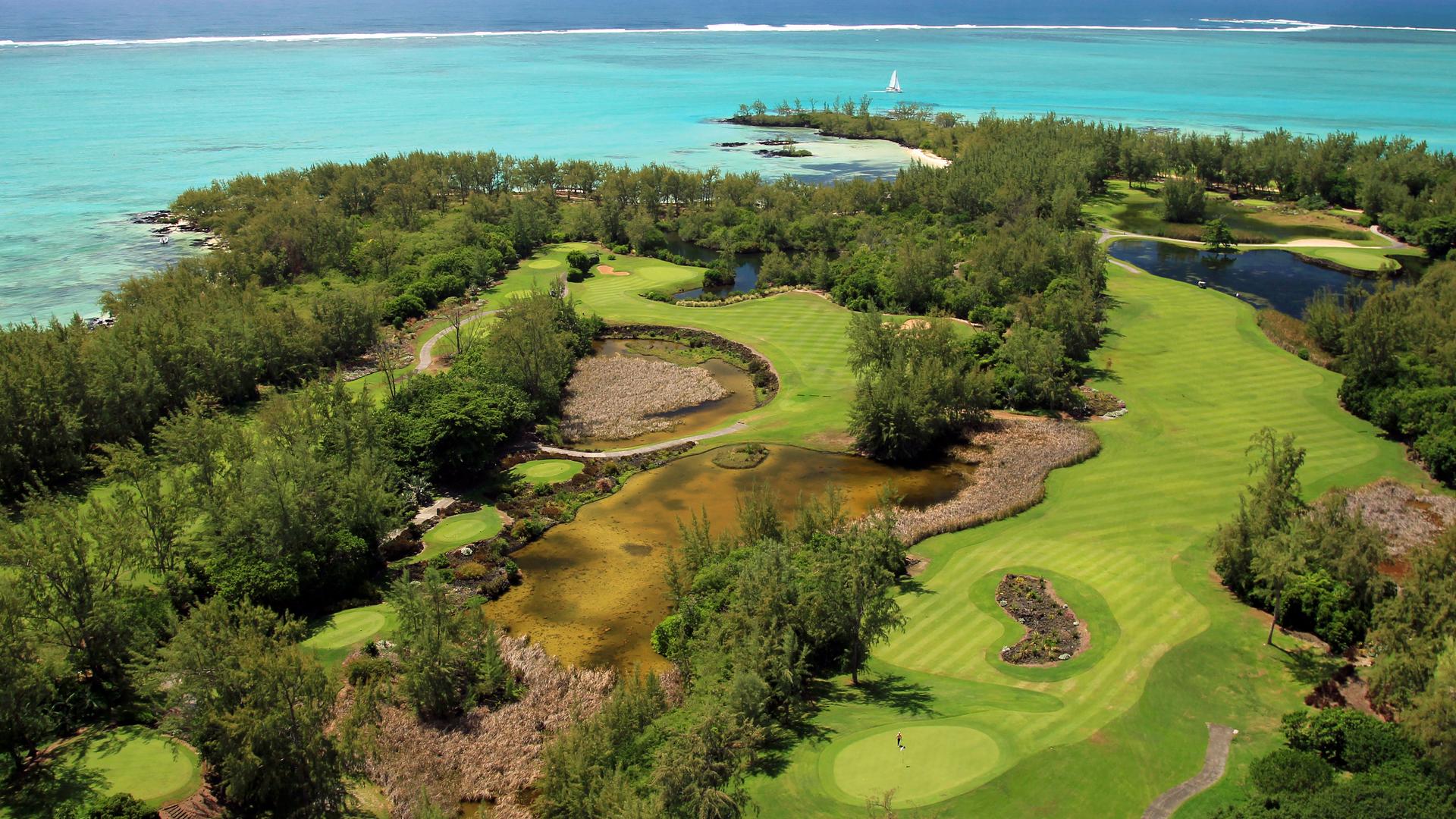 Aerial view of the Sugar Beach Resort golf course