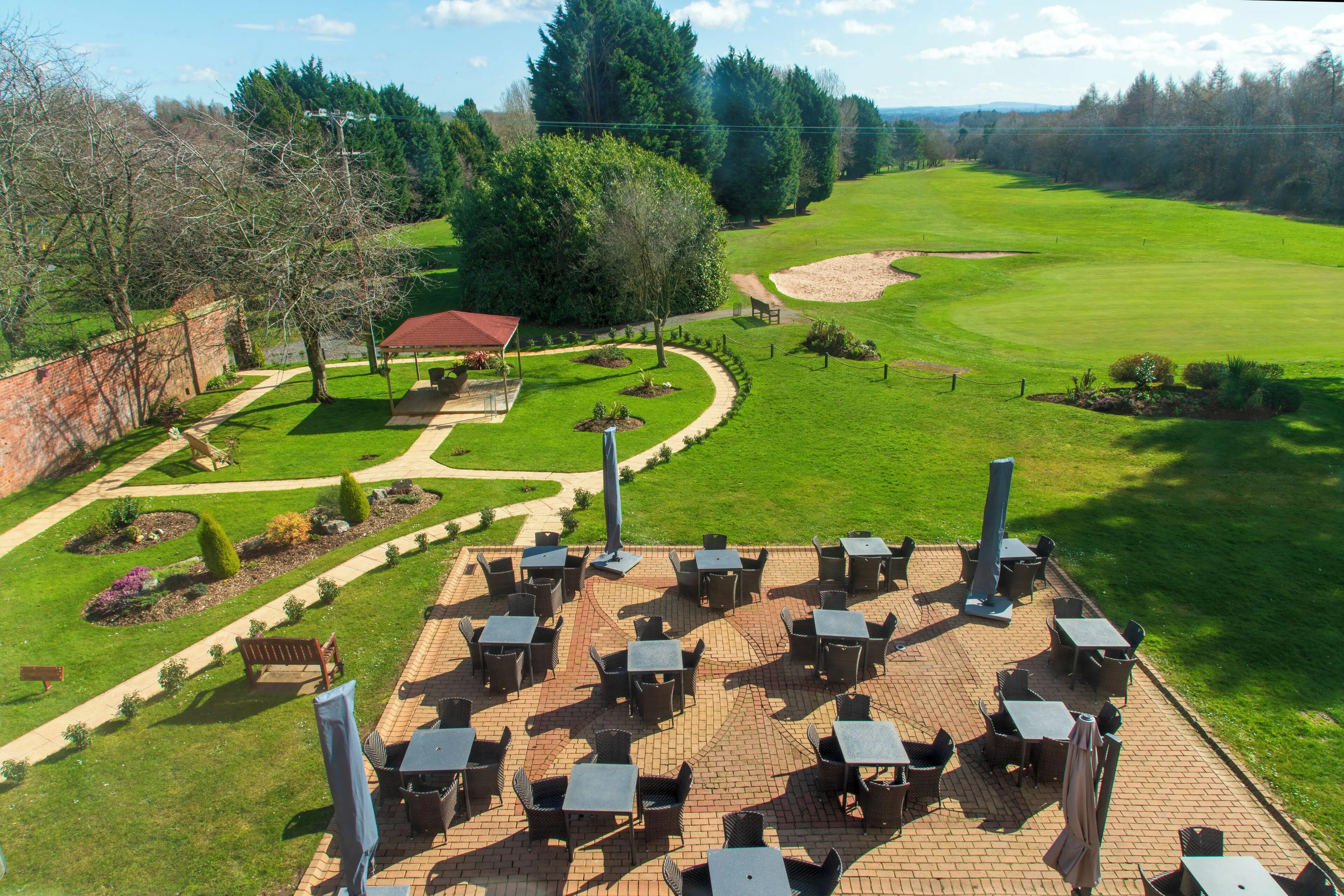 Overhead view of the Telford Hotel and Golf Resort