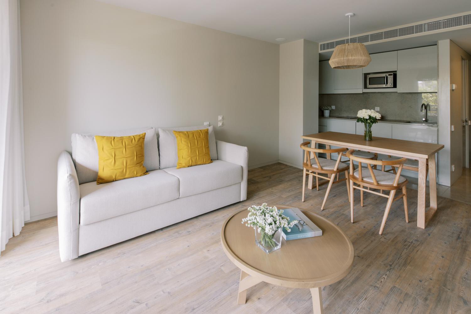 Living room as part of a suite at The Editory by the Sea Troia Comporta Hotel