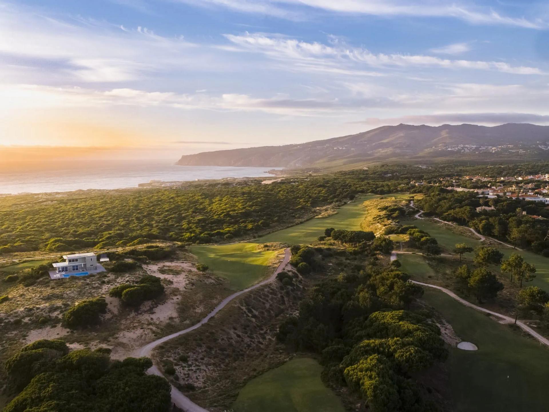 Overhead view of a well maintained fairway at The Oitavos
