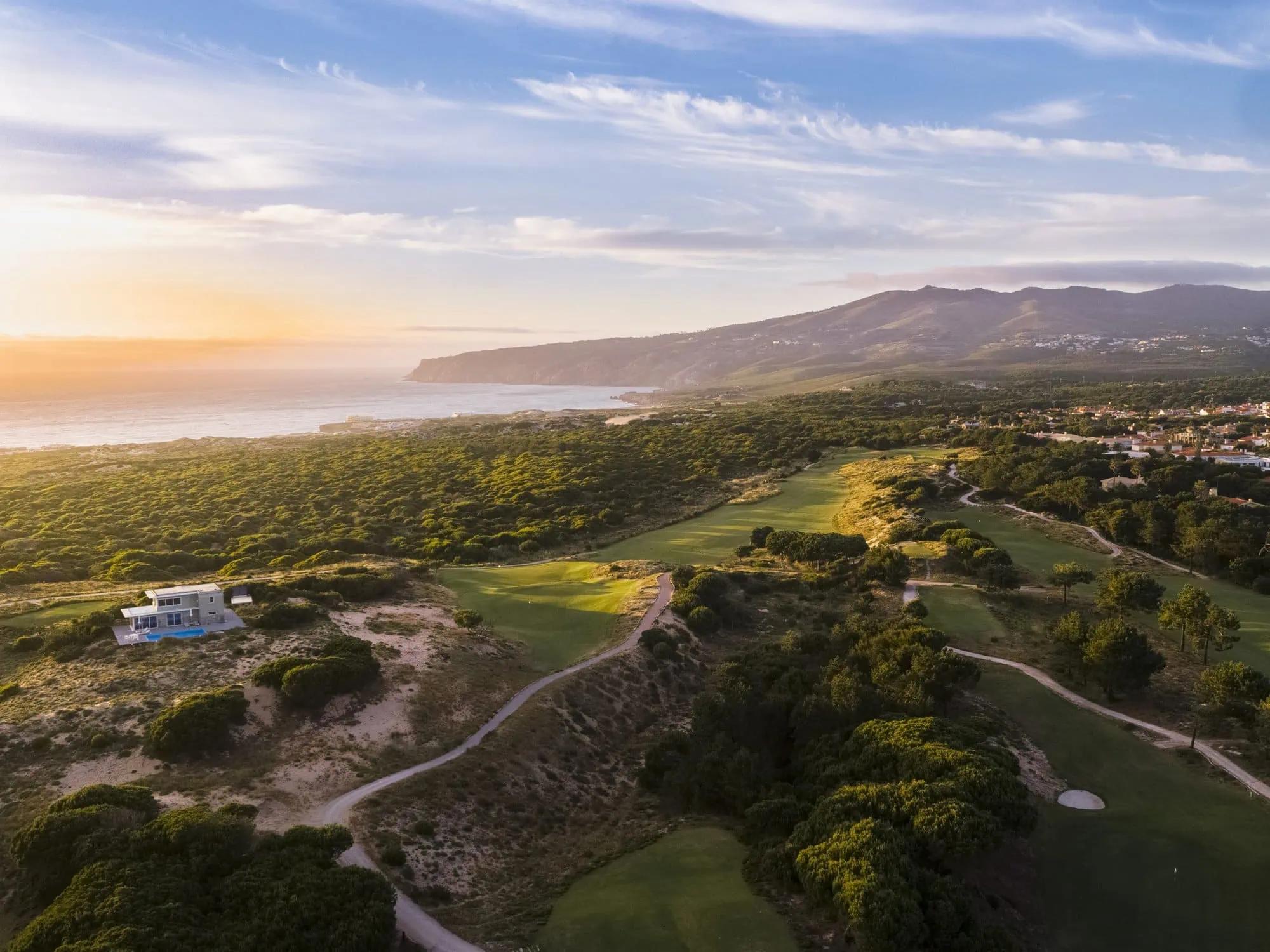 Overhead view of a well maintained fairway at The Oitavos