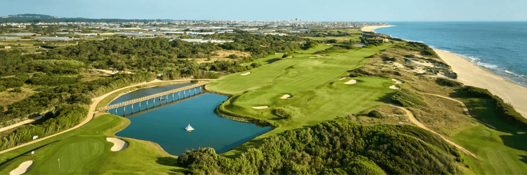 Overhead view of the coastal Tivoli Estela Golf & Lodges Porto golf course