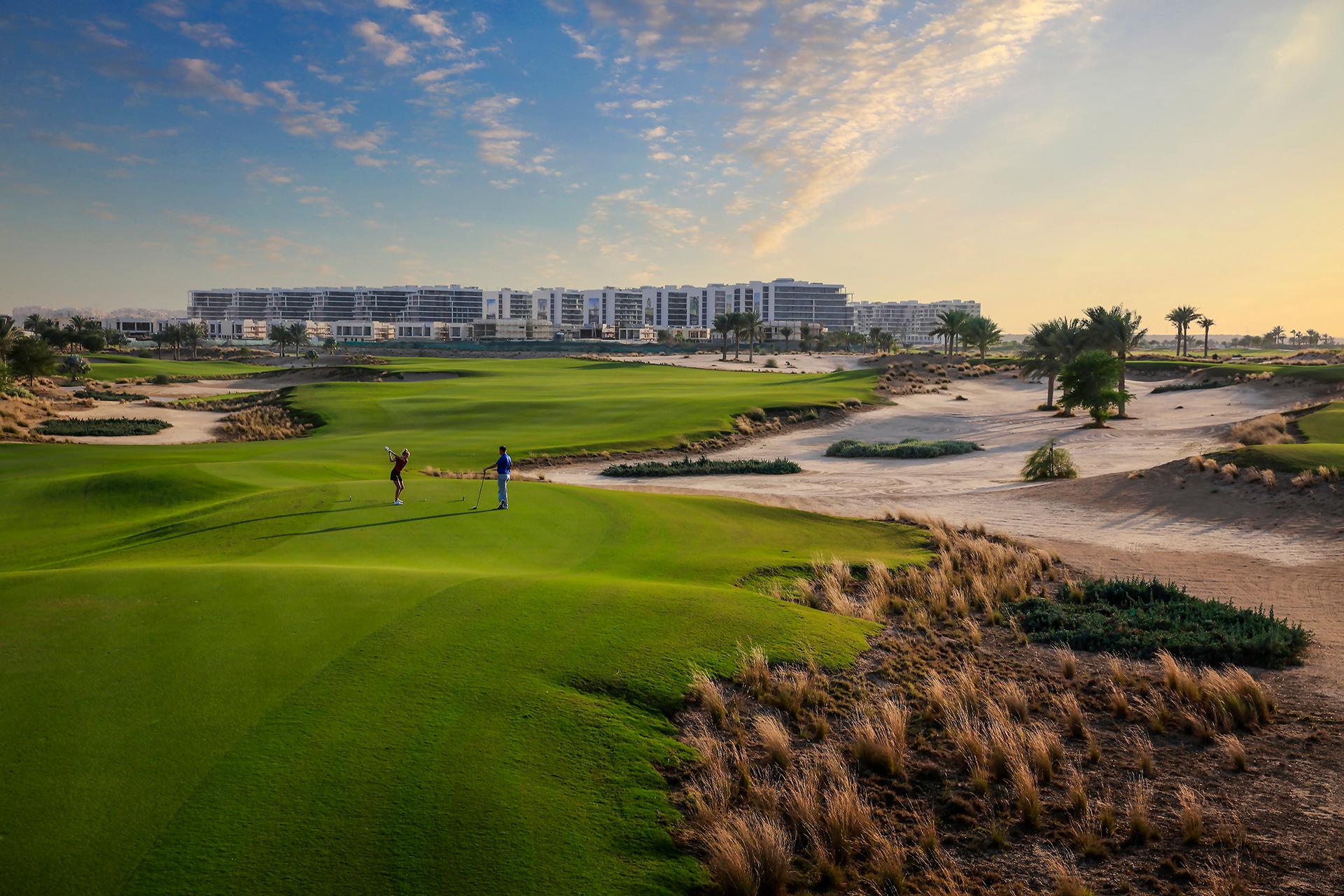 Panoramic view of a well maintained fairway at the Trump International Golf Club