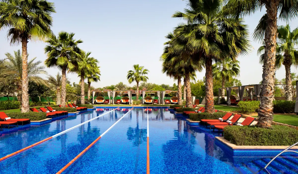Outdoor swimming pool at VOGO Abu Dhabi Golf Resort & Spa