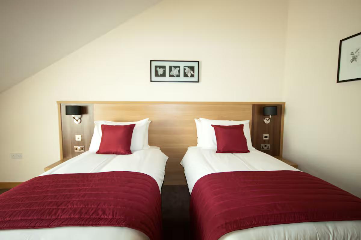 Twin bed room at the Weald of Kent Golf Course & Hotel