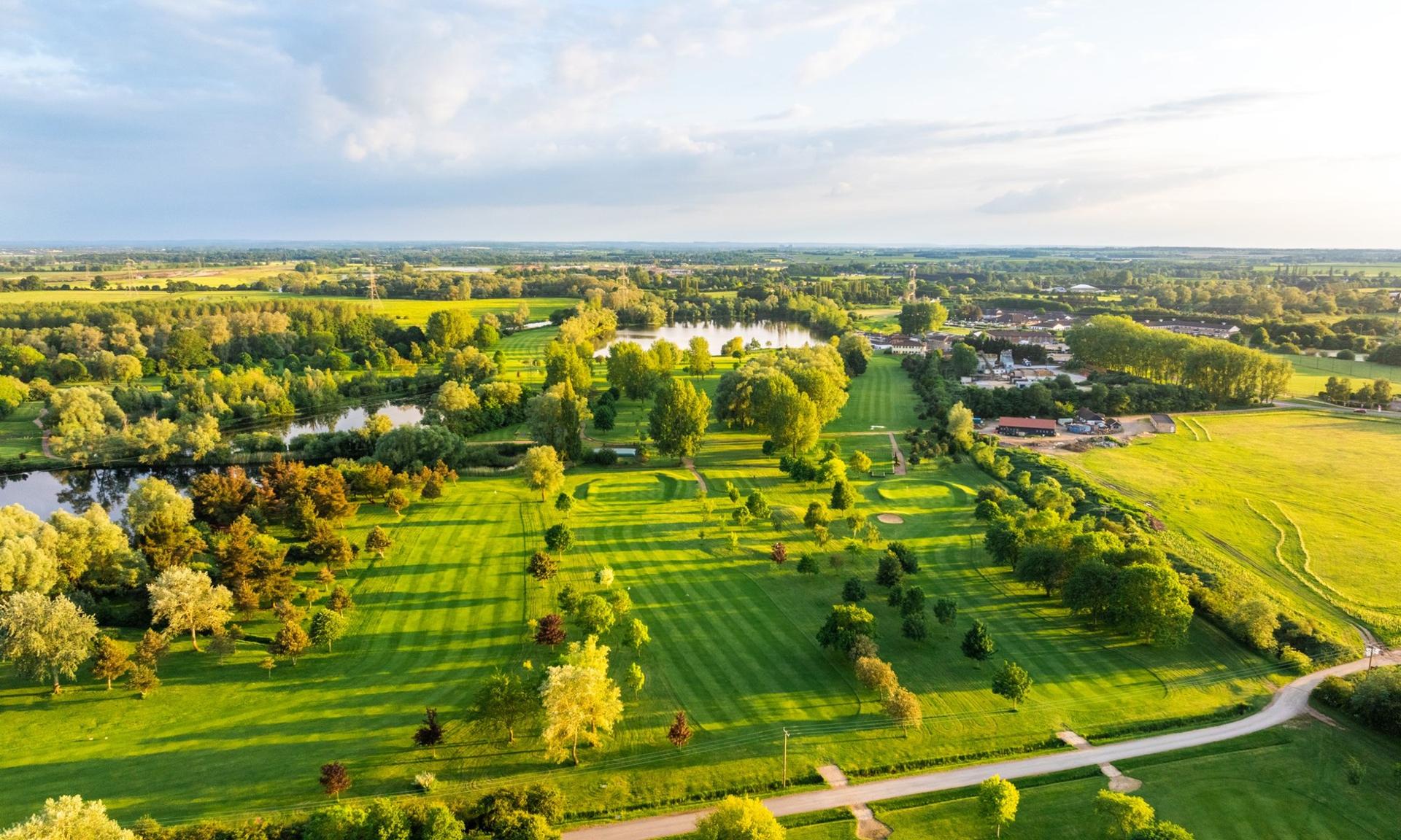 Overhead view of the Willows Hotel at Wyboston Lakes golf course