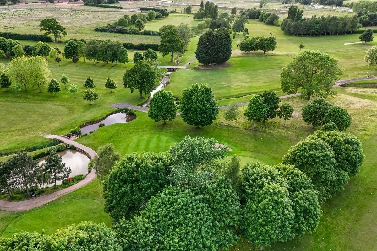 Overhead view of the Windmill Village Hotel, Golf Club & Spa golf course