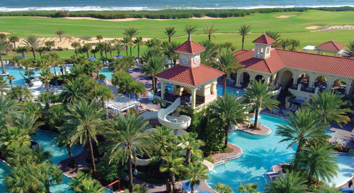 Panoramic view of the outdoor swimming pool at Hammock Beach Golf Resort & Spa