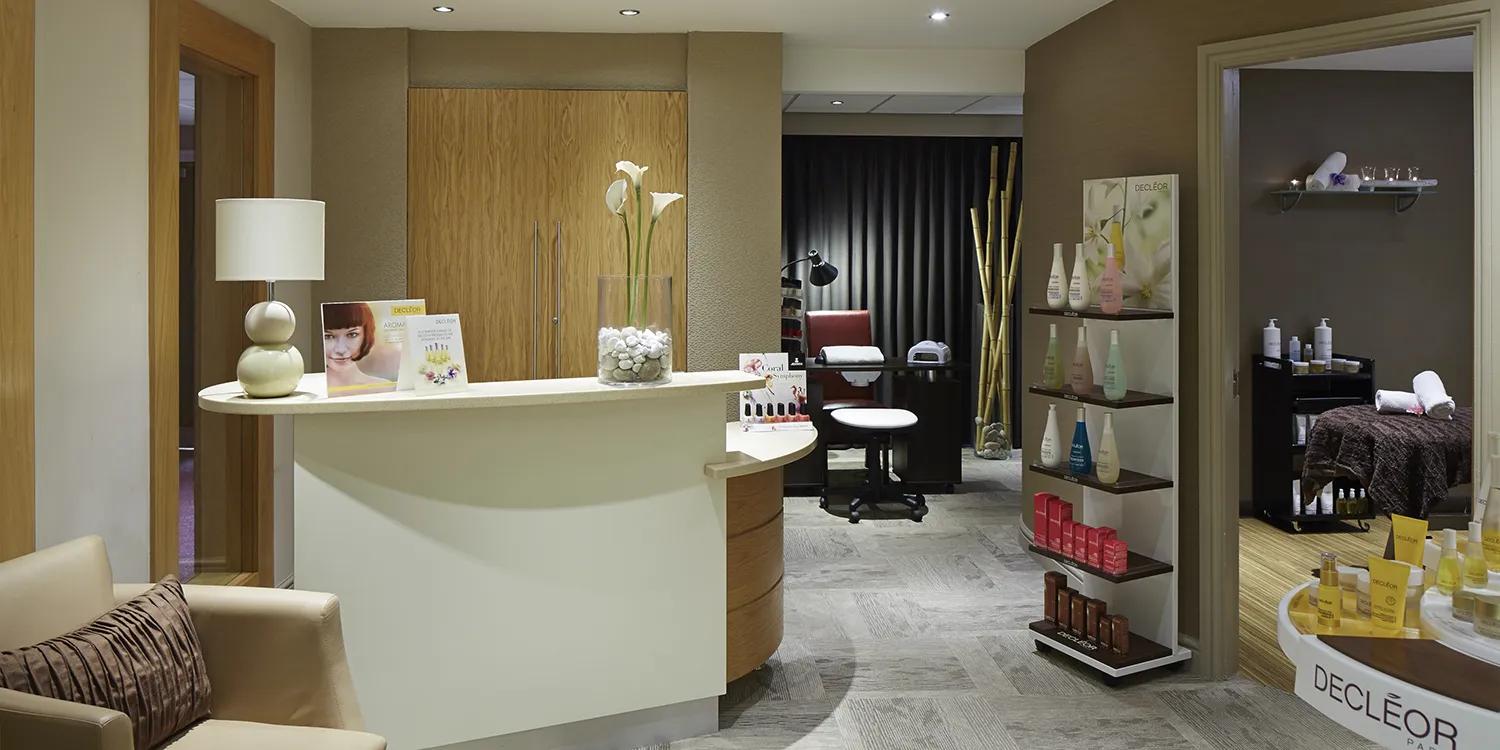 Reception of the spa facilities at Hollins Hall Hotel & Country Club