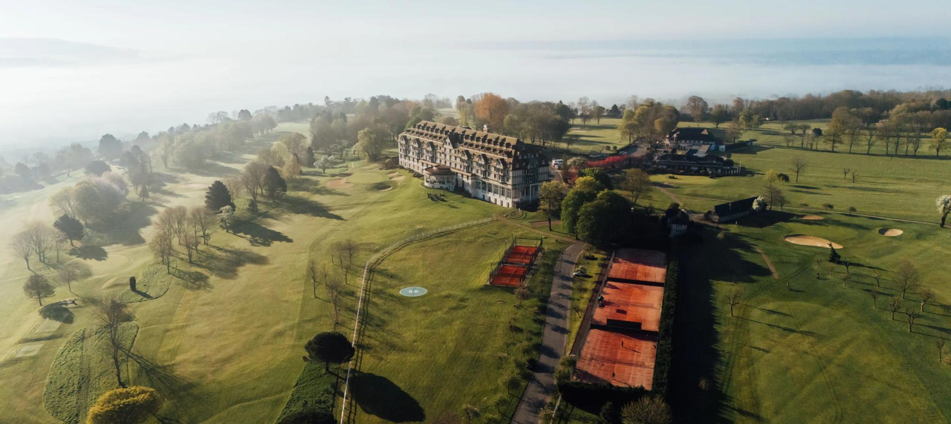 Aerial view of the Hotel Barriere L'Hotel du Golf course
