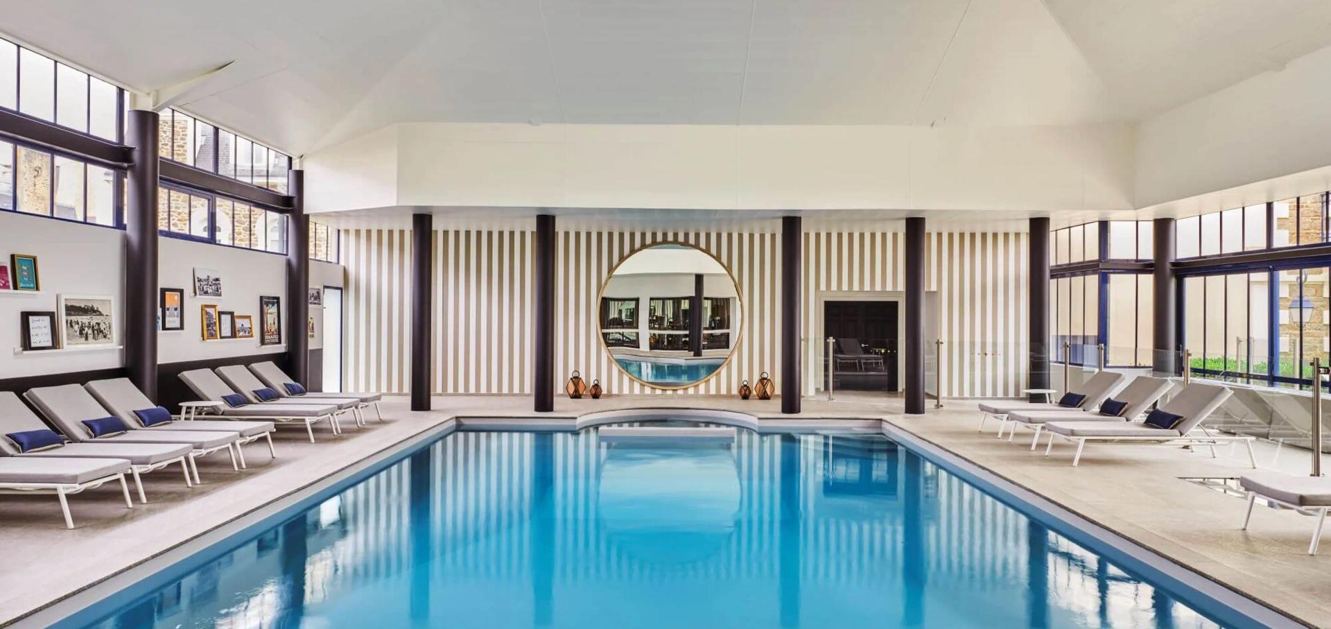 Indoor swimming pool at Hotel Barriere Le Grand Hotel Dinard