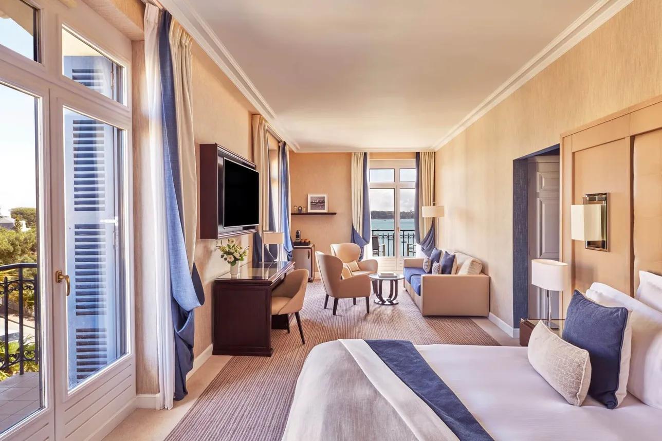 Double bed suite at the Hotel Barriere Le Grand Hotel Dinard