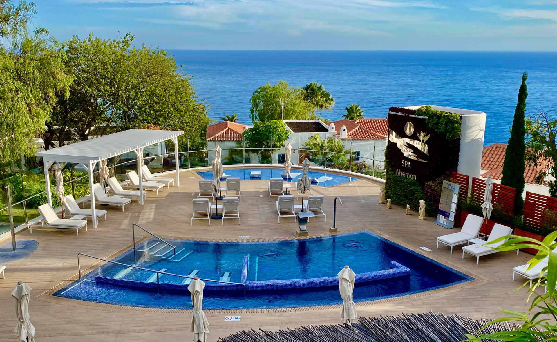 Overhead view of the outdoor pool as part of the spa facilities