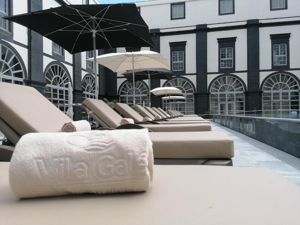 Poolside sunbeds at Hotel Vila Gale Sao Miguel Azores