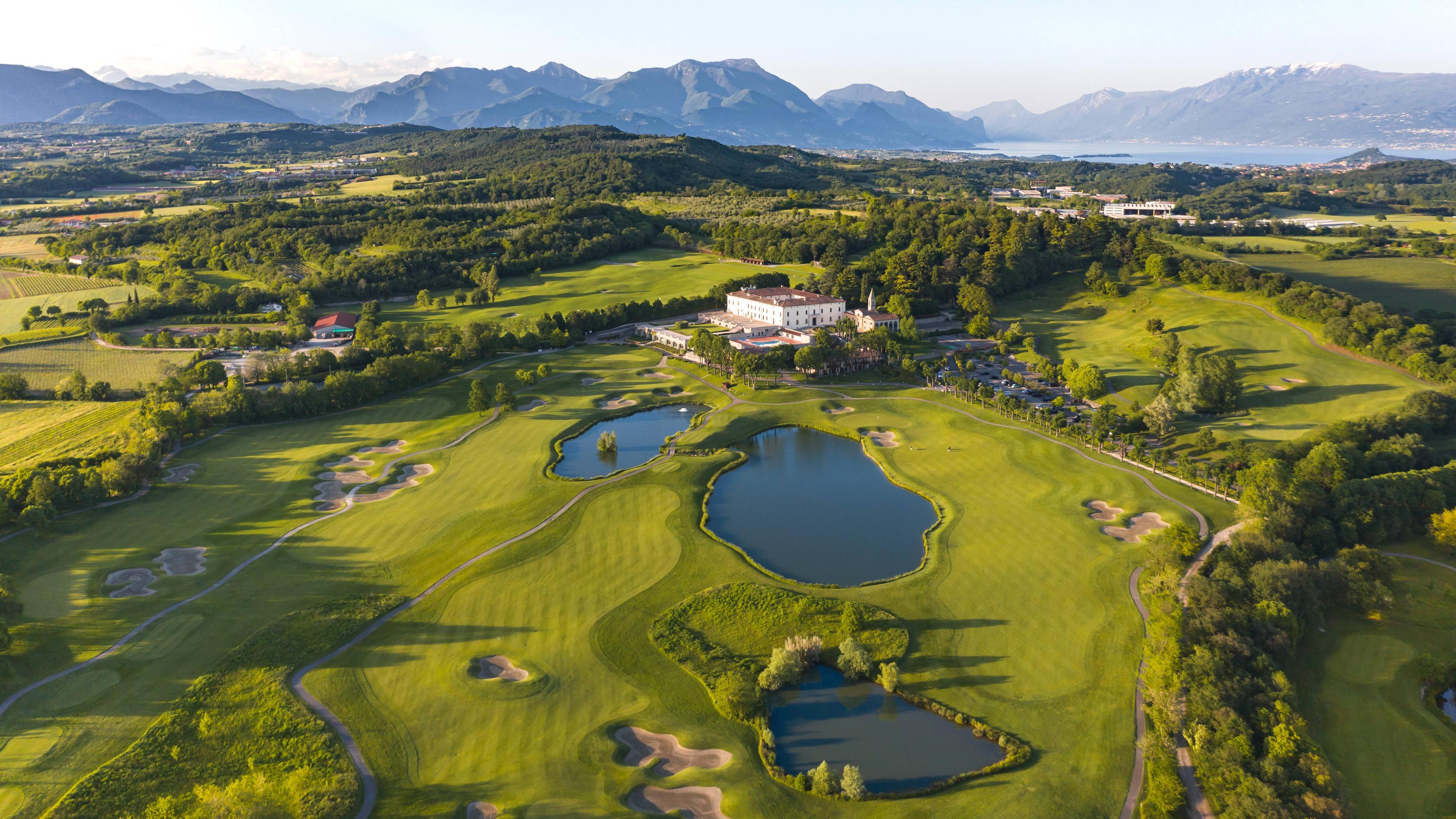 Overhead view of a golf course in Italy