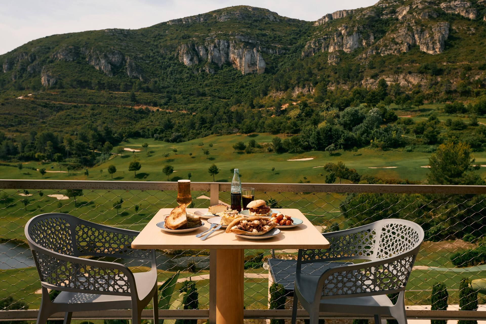 Balcony dining with views of the course at La Galiana Golf Resort