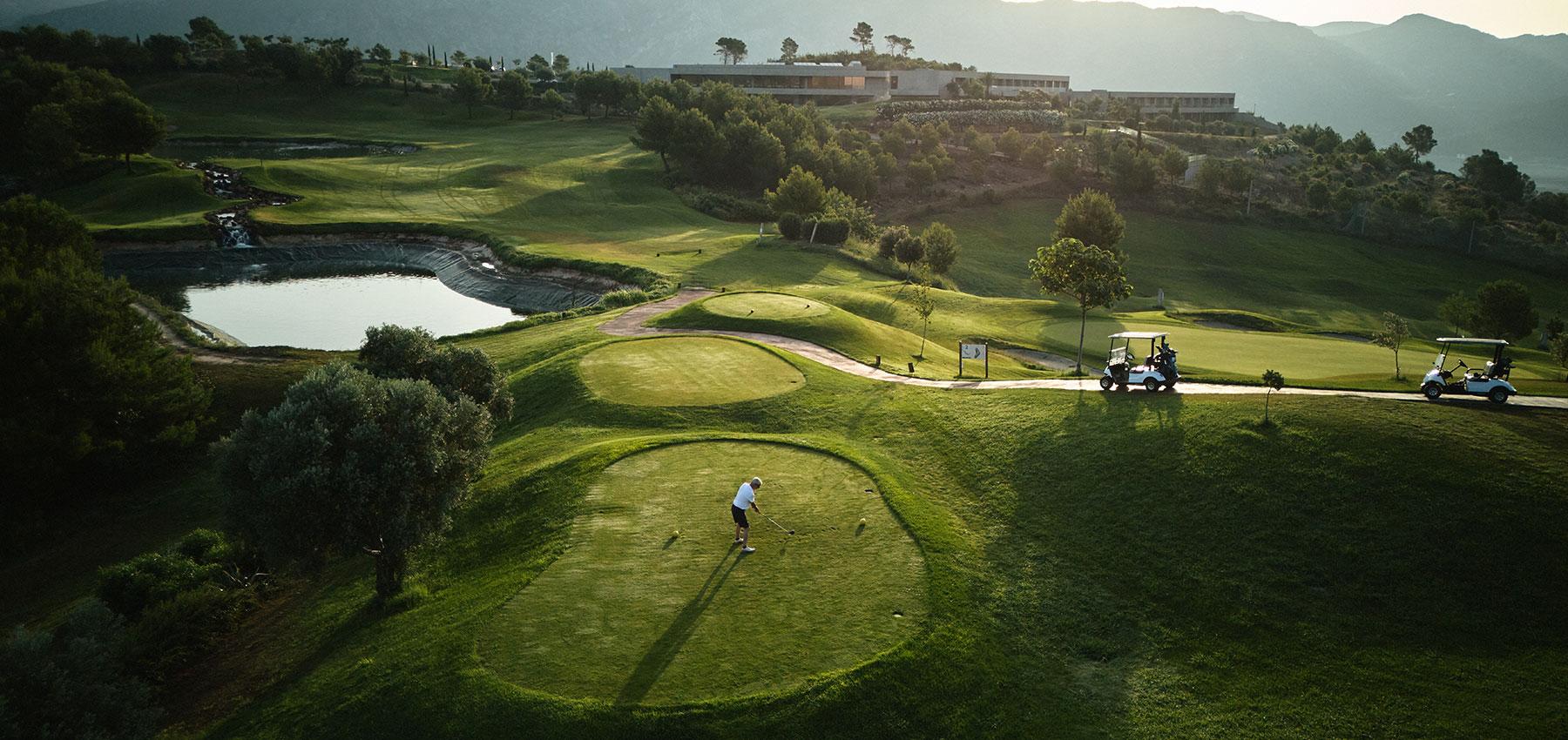 Overhead view of a tee box at the La Galiana Golf Resort