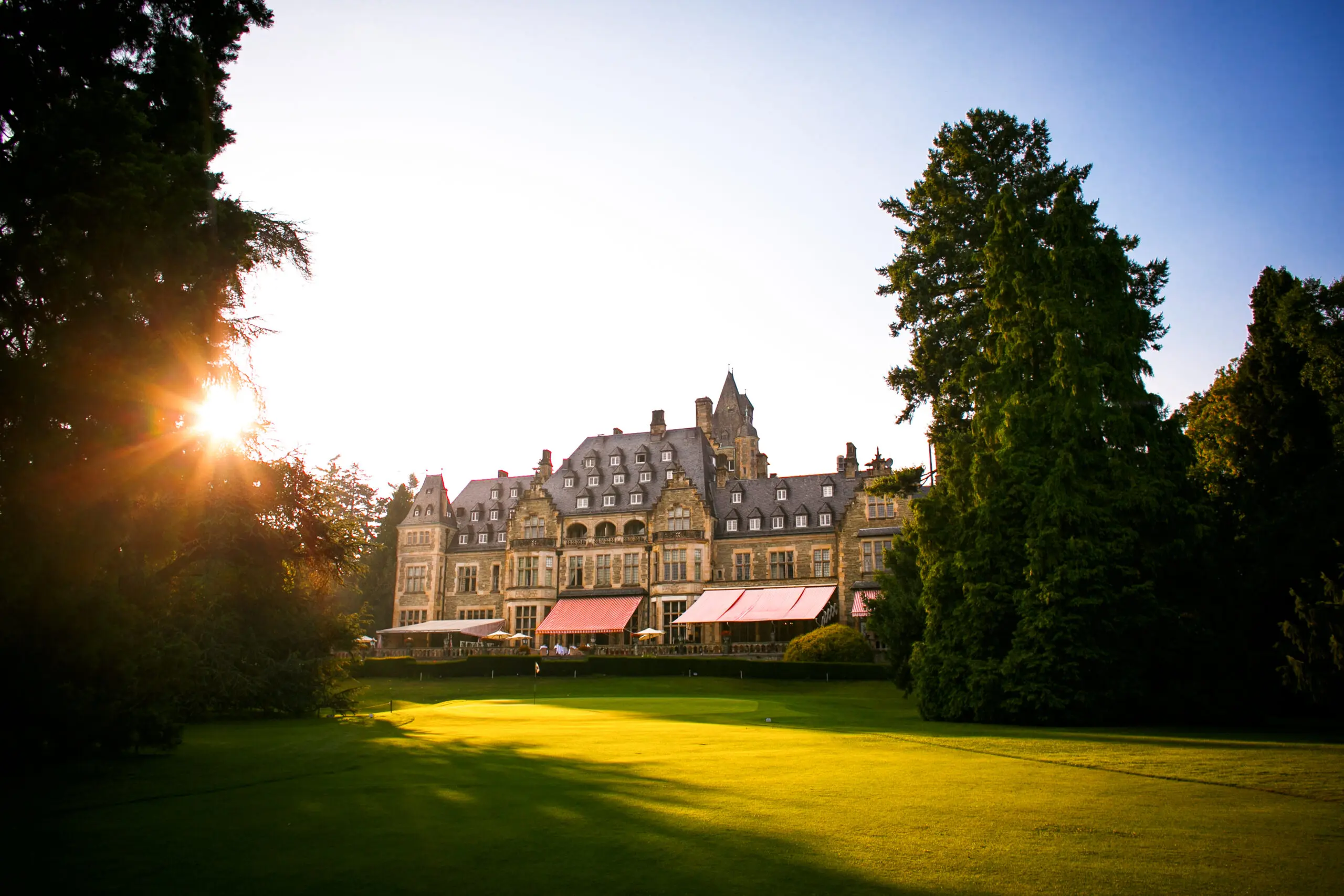 Sun setting over Schlosshotel Kronberg Hotel