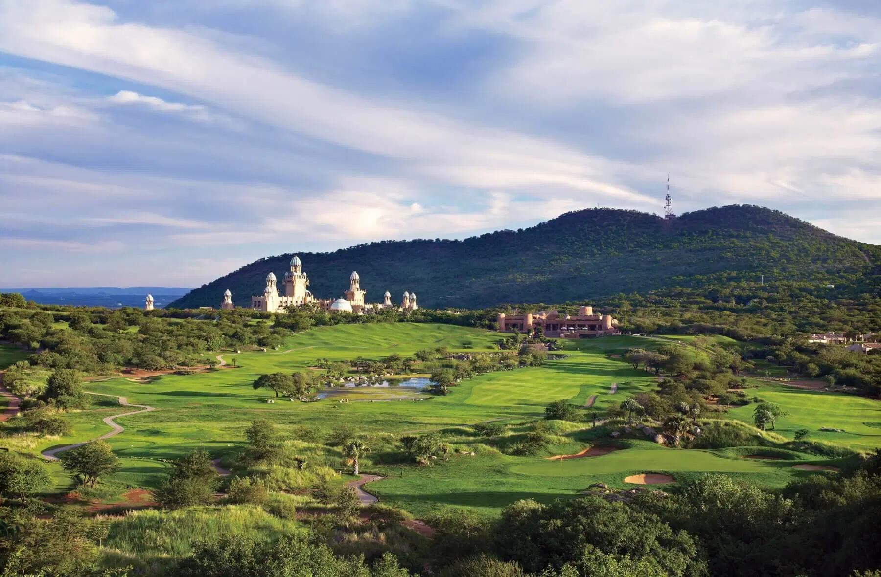 Overhead view of the golf course at Sun City Resort, The Palace of the Lost City