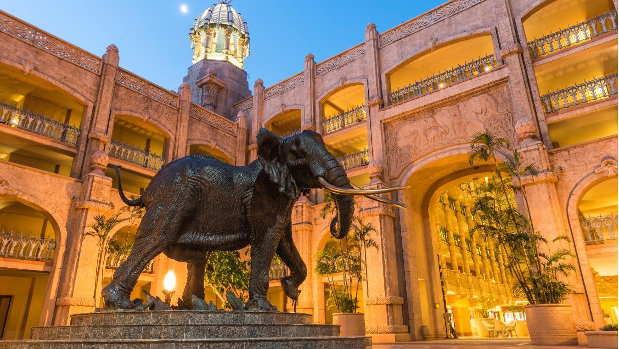 An elephant statue at the Sun City Resort, The Palace of the Lost City