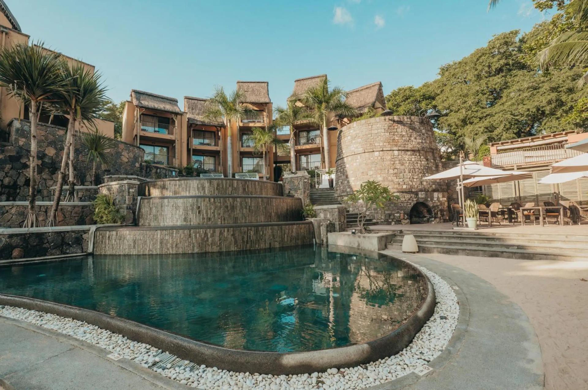 The Tamarina Golf & Spa Boutique Hotel overlooking the outdoor pool