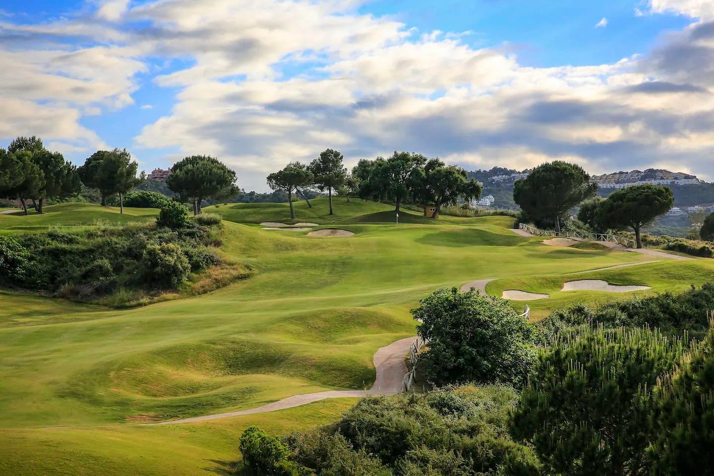 A well maintained fairway with rolling dunes