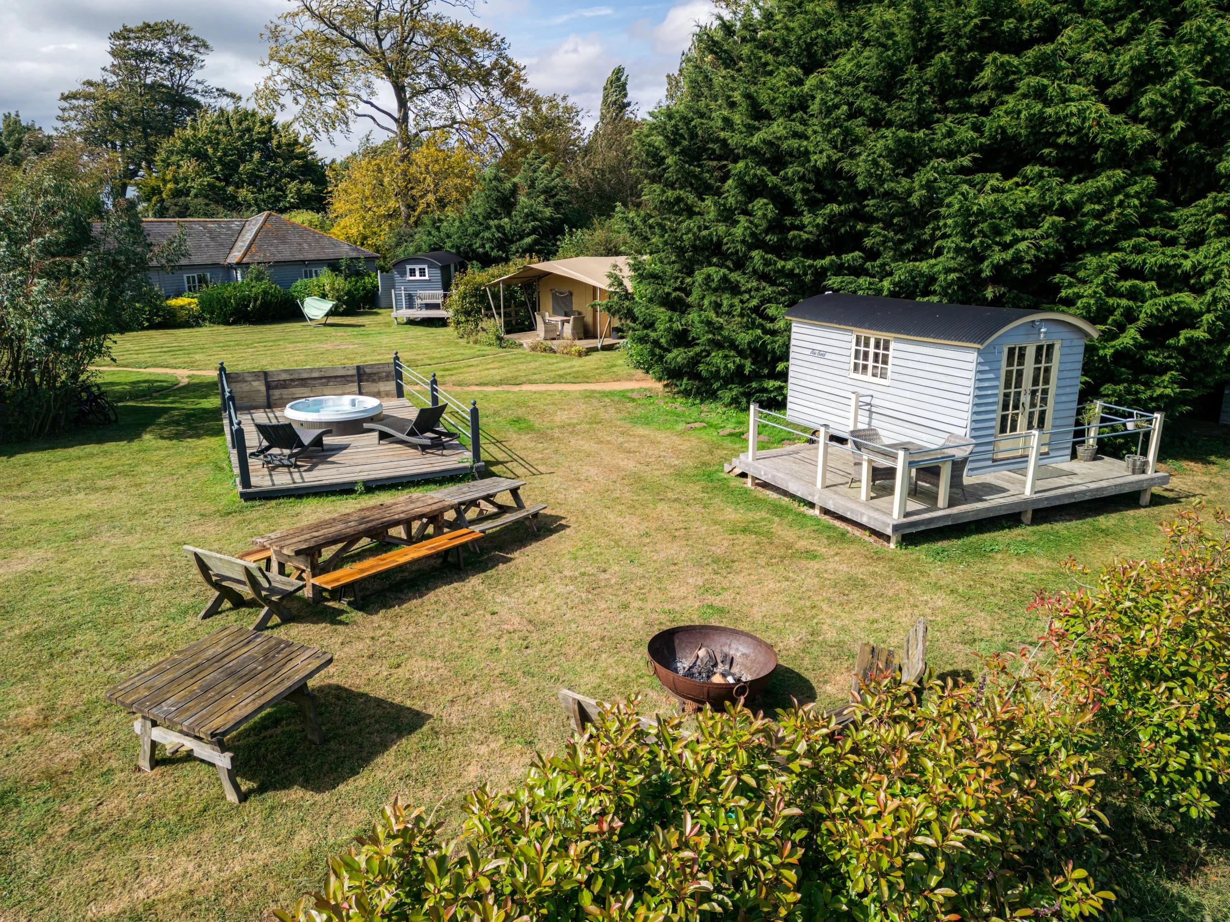 Outdoor lounging area at The Blazing Donkey Hotel