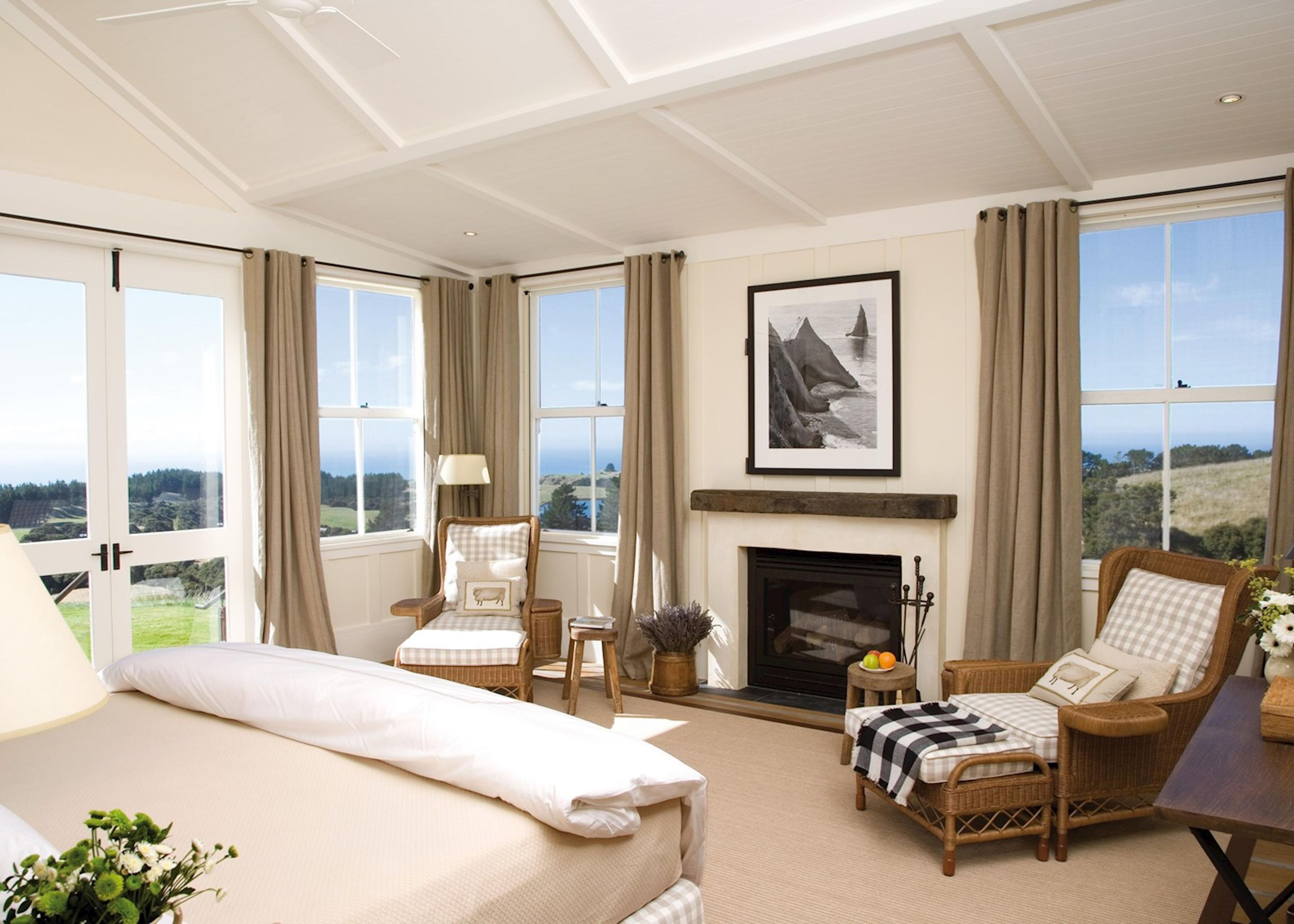 Double bed suite at The Farm at Cape Kidnappers Lodge